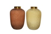 Decoris Vaas Ø20x30cm glas 2 assorti kleuren Amber of Goudkleur
