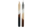 Decoris Dinerkaars Dip Dye bruin 23cm doos a 2 stuks, 2 assorti kleuren