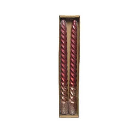 Decoris Dinerkaars Swirl Ossenbloed glitter 25cm 2 stuks