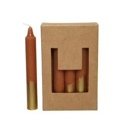 Decoris Kerstboomkaarsjes dipped metallic doosje a 10 stuks Ø1,3x10,5cm kaneel/goud