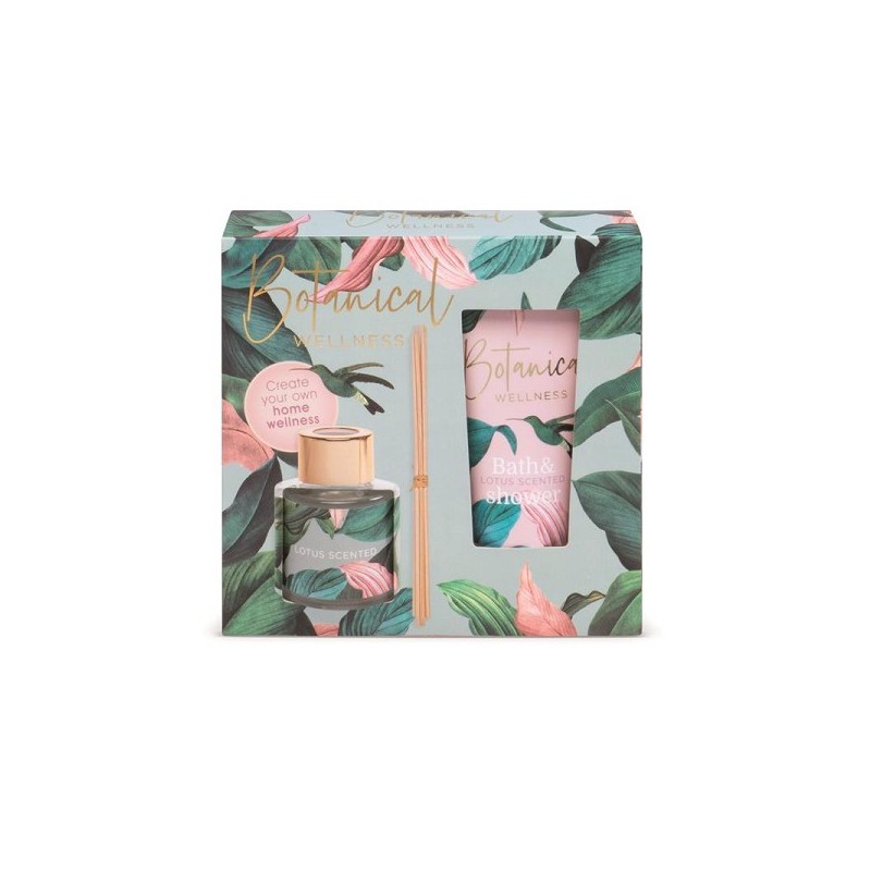 Coffret cadeau bain botanique gel douche 120 ml + coffret parfum avec sticks