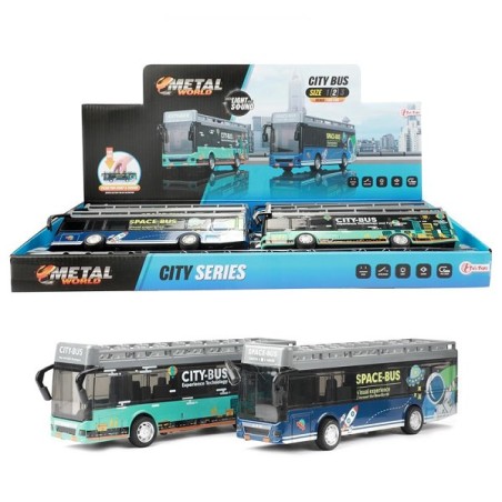 Toi Toys Metal World bus urbain 21cm rétractable avec lumière et son