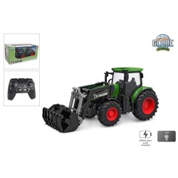 Tracteur Kids Globe RC 2,4 GHZ avec lumière et chargeur frontal 27 cm vert