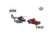Kids Globe terreinwagen met trailer met helikopter 35cm