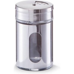Kruidenstrooier/cacaostrooier glas en RVS Ø5xh8cm