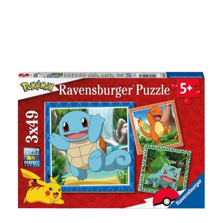 Puzzle Ravensburger Pokémon : Charmander, Bulbasaur et Carapuce 3x49 pièces