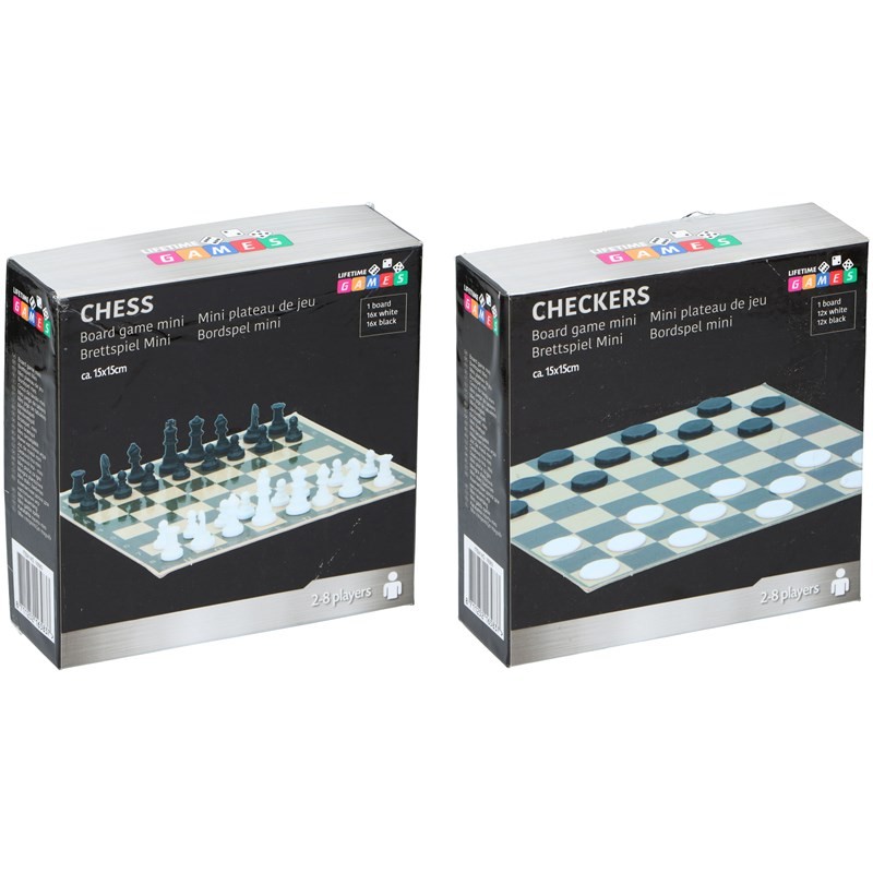 Jeu d'échecs ou de dames mini 15x15cm
