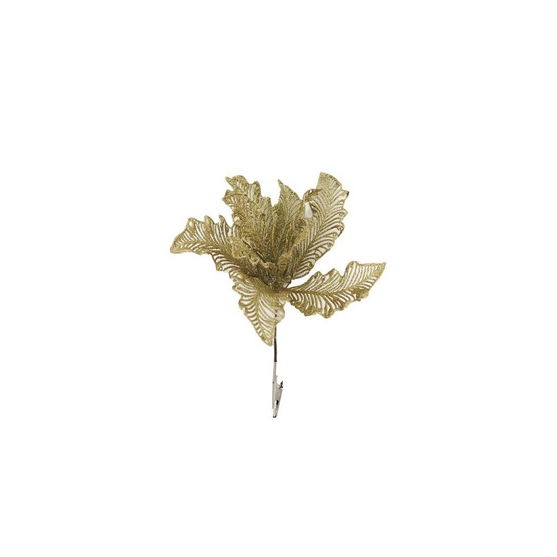 Kerstdecoratie bloem op clip 22cm