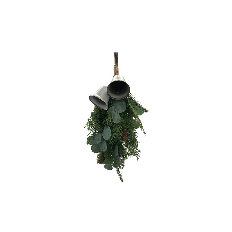 Hanger dennentak met eucalyptus met metalen bellen 60cm