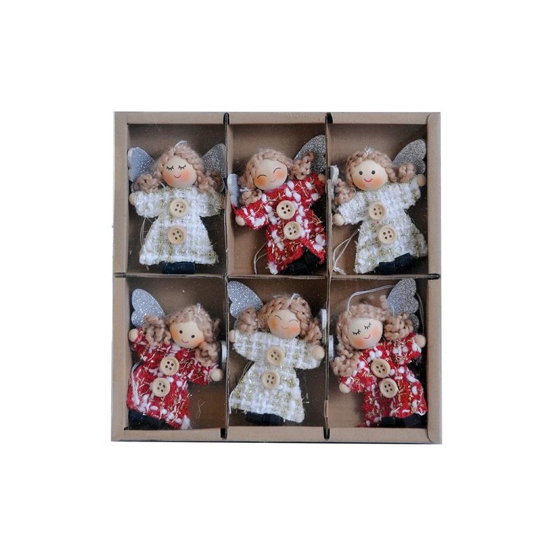 Hanger Engeltje van stof 8cm set a 6 stuks