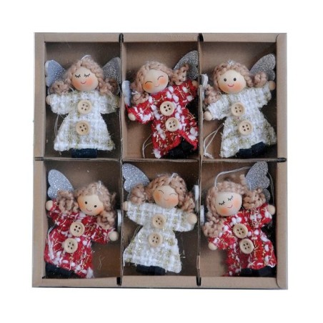 Hanger Engeltje van stof 8cm set a 6 stuks
