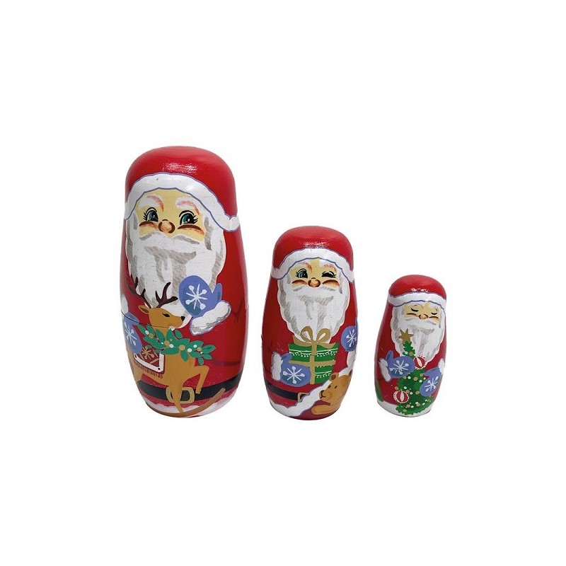 Poupées Matriochka Père Noël lot de 3 pièces 11 cm