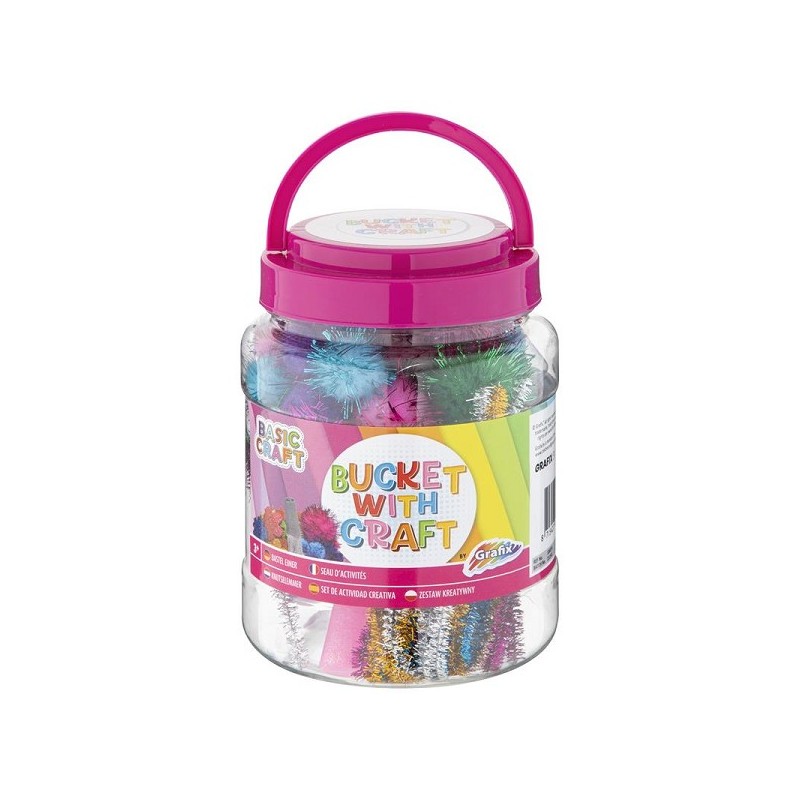 Seau artisanal Grafix rose Ø9x14cm