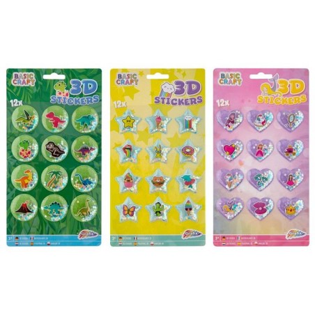 Grafix 3D Glitter Stickers 12 Op Vel 26x14cm