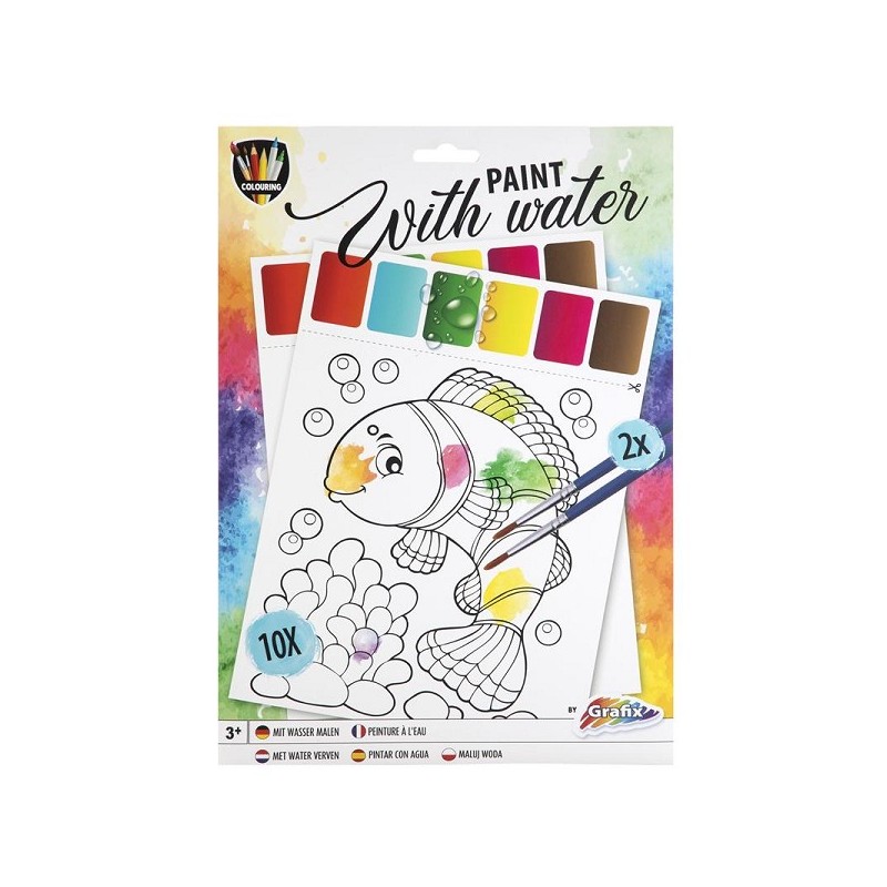 Grafix Verven met water 10 vel + kwastjes 34,5x22,5cm
