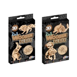 Grafix Puzzles animaux 3D en bois 2 en 1 10 cm - À partir de 8 ans