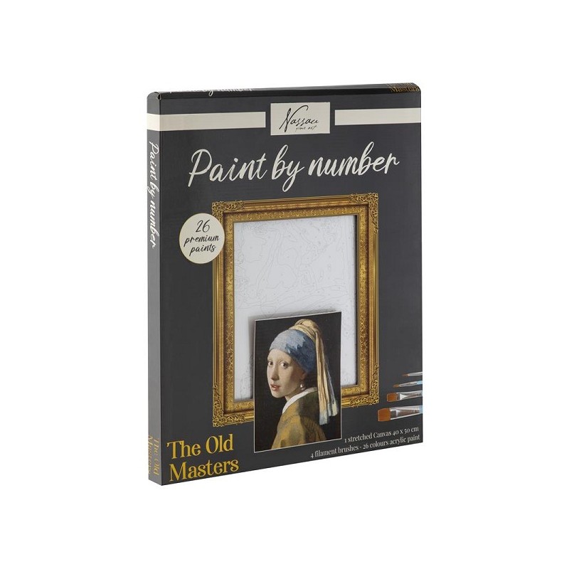 Peinture par numéros Fille avec une boucle d'oreille en perle 40x50cm