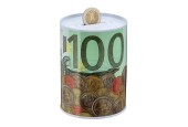 Tirelire Euro Ø8,5xh11,5cm métal