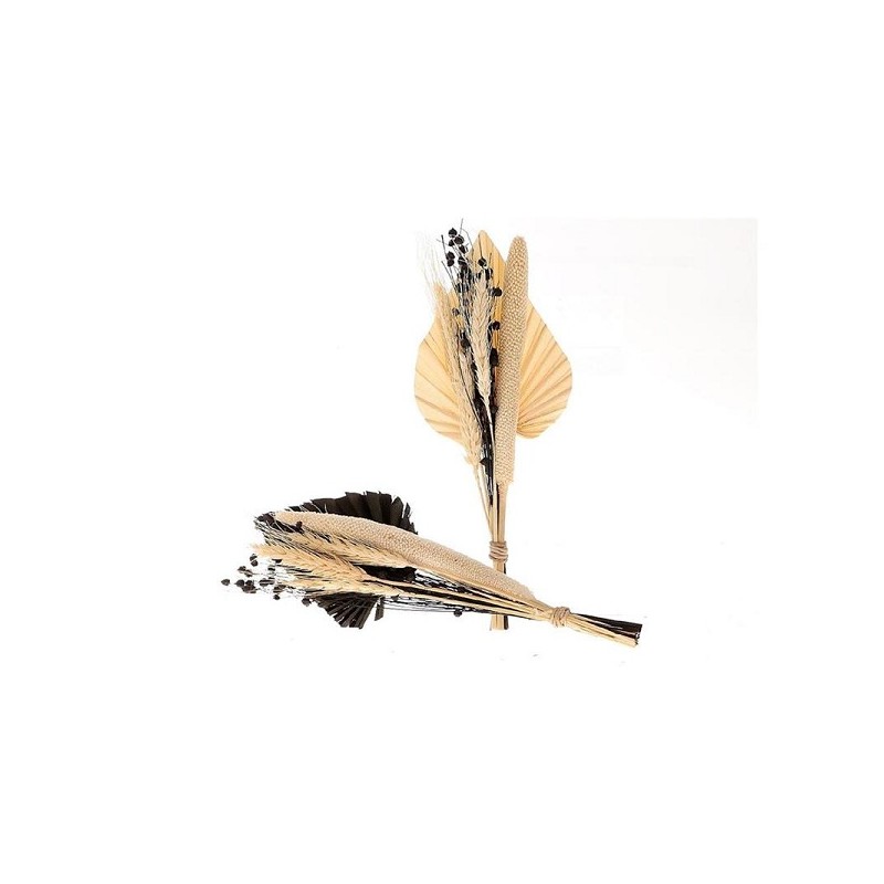 HBX natural living Bouquet avec feuille de palmier Babala H30cm noir/blanc