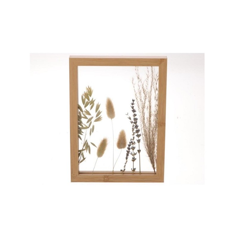 HBX natural living Fleurs séchées dans un cadre 17,5x24x2,5cm naturel