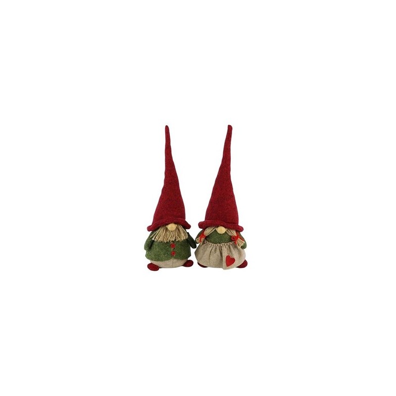 HBX natural living Gnome Kiddo 14x12xh37cm Rood/groen man of vrouw