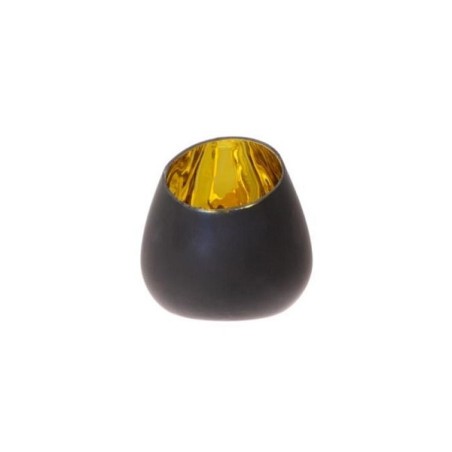 HBX natural living Photophore Barsha Ø12,5xh12,5cm verre noir/or