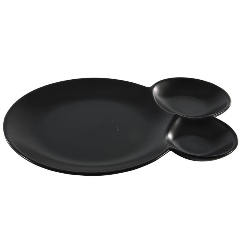 Plat de service 3 compartiments noir 28x20cm