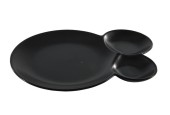 Plat de service 3 compartiments noir 28x20cm