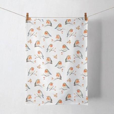 Ambiente Torchon de Cuisine Famille Robin-50x70cm -100% Coton