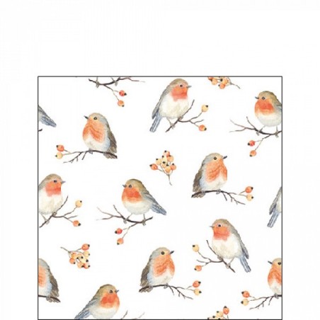 Serviettes Ambiente Famille Robin 25x25cm