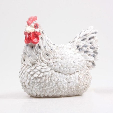 Statue de jardin Poulet couvant mini blanc 8x7x7,5cm