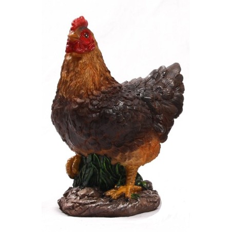 Image de jardin Poulet petit marron 14x8x17cm