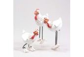 Kip frits tuinsteker met bungelbeentjes 11x9x11cm