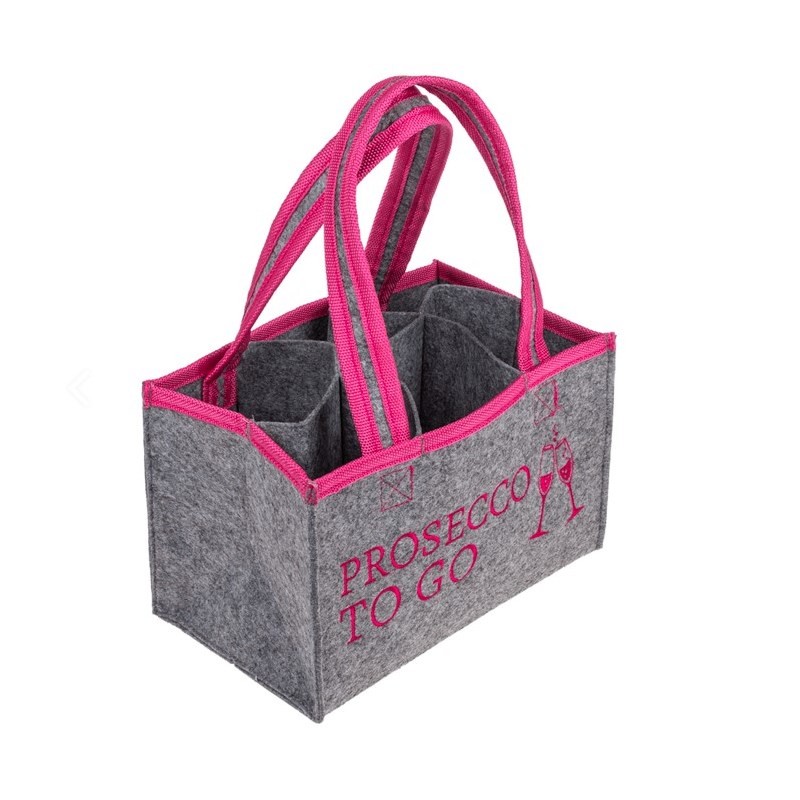 Sac en feutre Prosecco à emporter pour 6 bouteilles 23x14,5cm