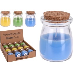 Bougie à la citronnelle dans un pot en verre