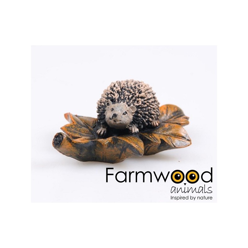 Animaux de ferme Hérisson sur feuille naturel l10cm
