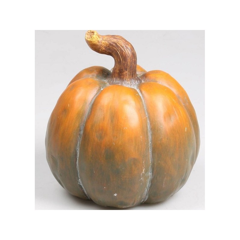 Pompoen aardewerk oranje/groen h19cm