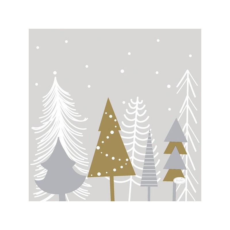 Serviettes Duni Winter Trees 33x33cm tissu 3 couches FSC paquet de 20 serviettes