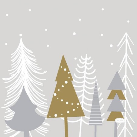 Duni Servetten Winter Trees 33x33cm 3-laags tissue FSC pak a 20 servetten