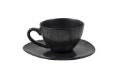 Tasse Ø10cm & soucoupe Manhattan 17,3x15cm ovale boîte de 6 pièces anthracite