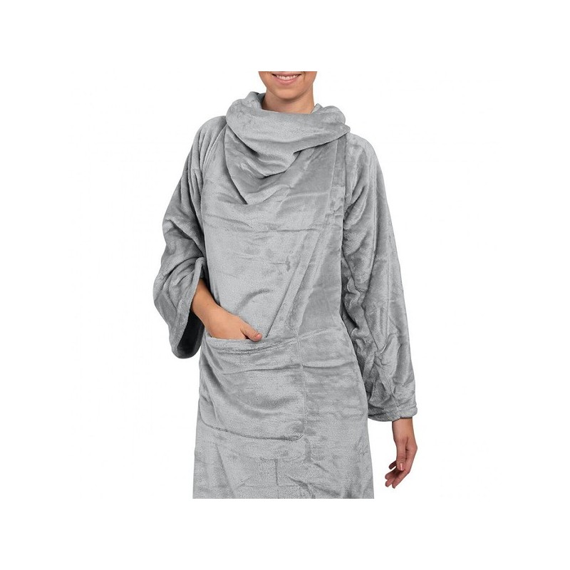 Couverture Snuggie avec manches et poche 135x172cm gris