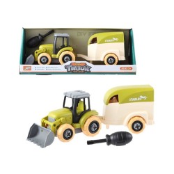 Tracteur avec remorque à chevaux et cheval 26 cm