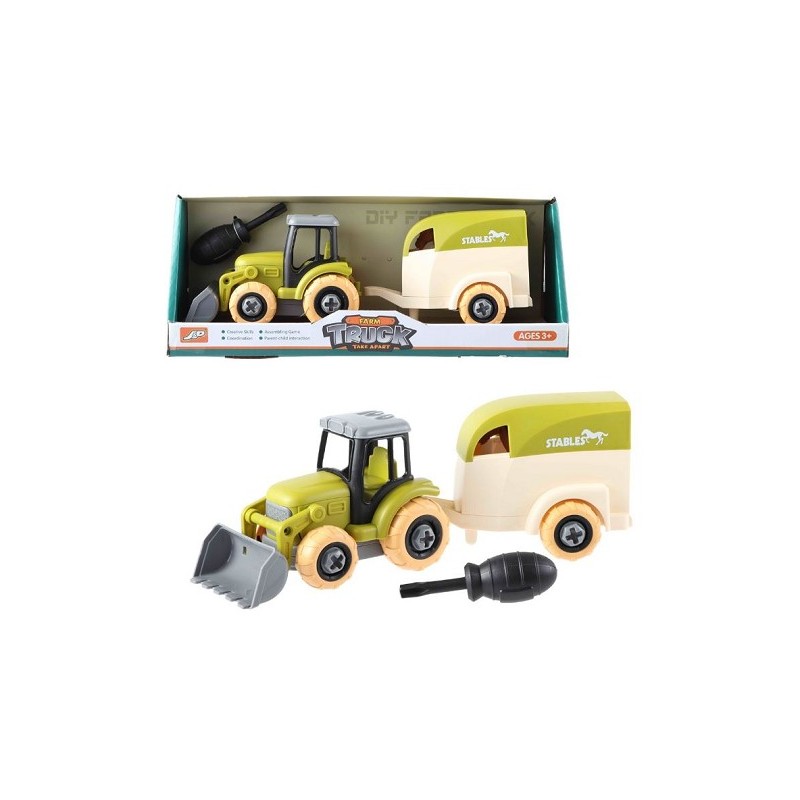 Tractor met paardentrailer en paard 26cm