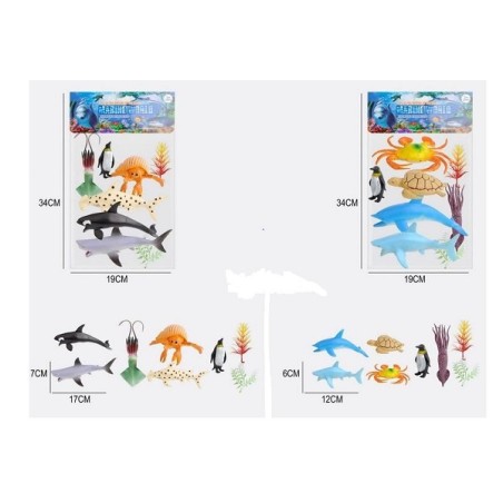 Oceaan Dieren In Zak 8-delig 32x19x6cm