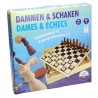 Jeu de dames et d'échecs dans une boîte en bois 30x30x5cm