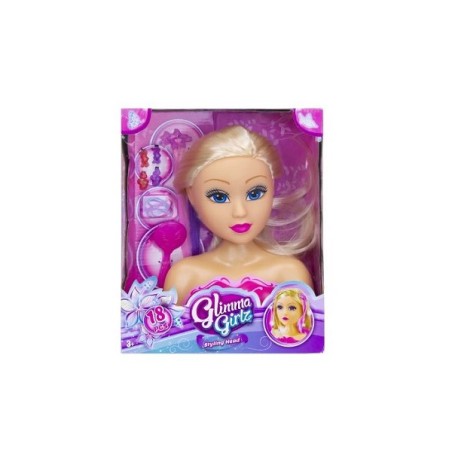 Tête de coiffure Zuru glimma girlz 18 pièces dans une boîte à fenêtre 23x12x28cm