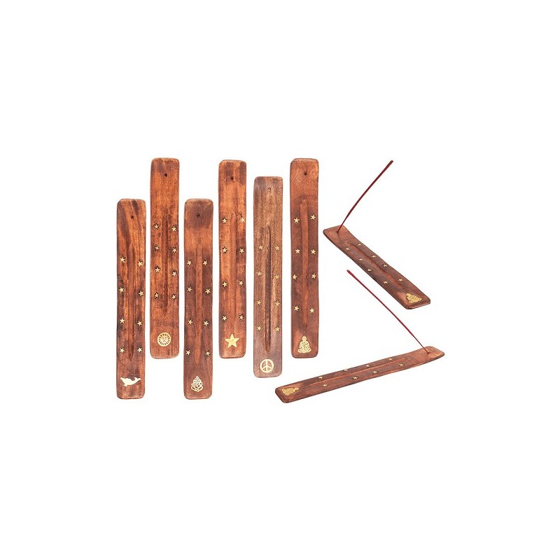 Houten wierookstokjeshouder 25,5x4cm