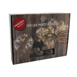 Partylights LED 10 ampoules blanc chaud pour intérieur et extérieur, IIP44, longueur cordon 450cm, avec minuterie, extensible