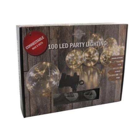 Partylights LED 10 Bollen Warm Wit Voor Binnen En Buiten Gebruik,IIP44, Snoer