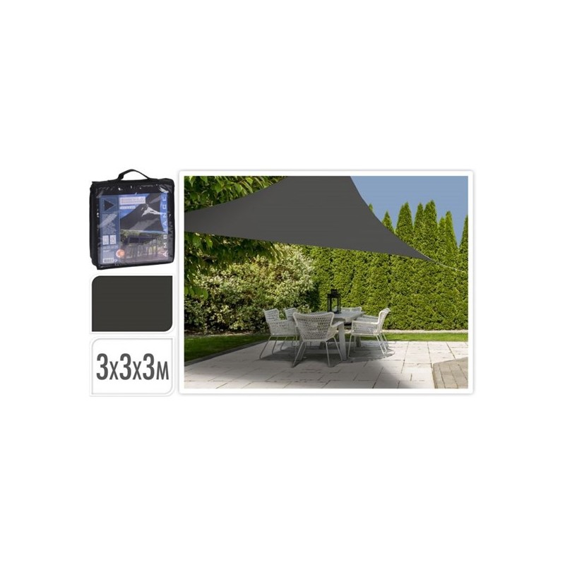 Toile d'ombrage triangle 3x3x3m gris foncé